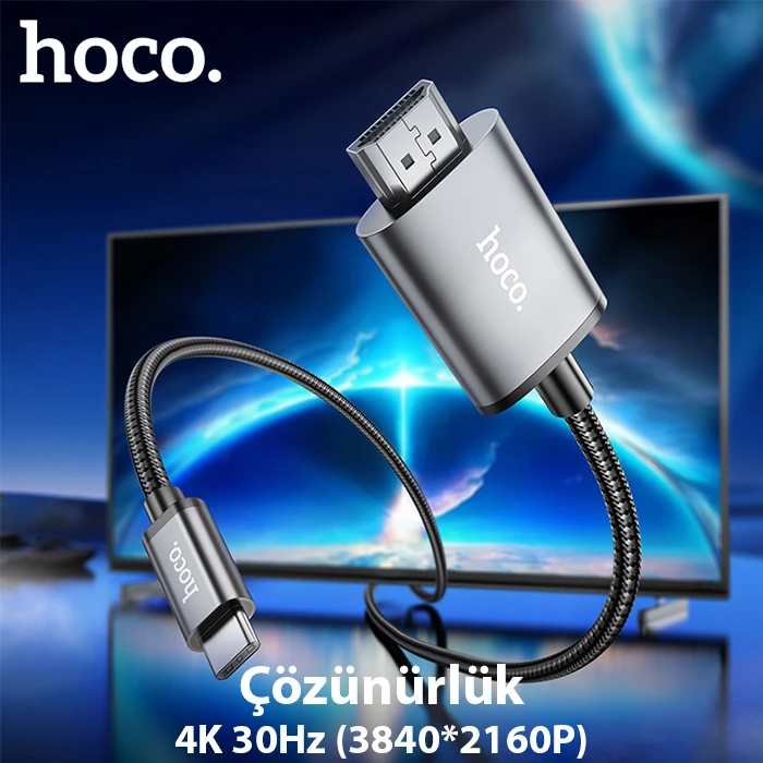 Hoco UA27 Type-c To HDMI HDTV Dönüştürücü Adaptör (4K 30Hz) Kablo-(1903)