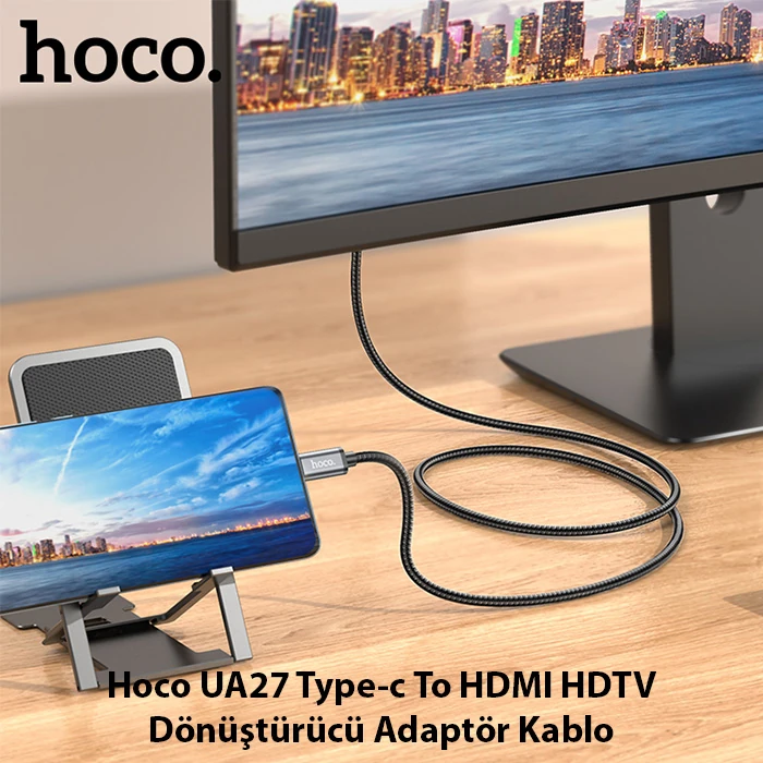 Hoco UA27 Type-c To HDMI HDTV Dönüştürücü Adaptör (4K 30Hz) Kablo-(1903)