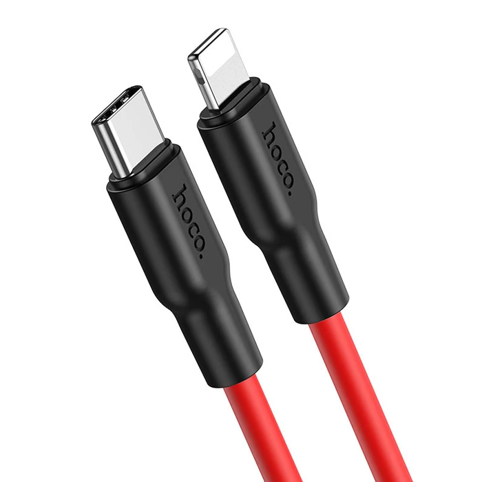 HOCO X21 Plus PD 20W Type-C to iPhone Lightning Silikon Hızlı Şarj ve Data Kablosu-(1903)