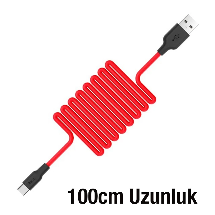 HOCO X21 USB to Type-C 3A Silikon Hızlı Şarj ve Data Kablosu-(1903)
