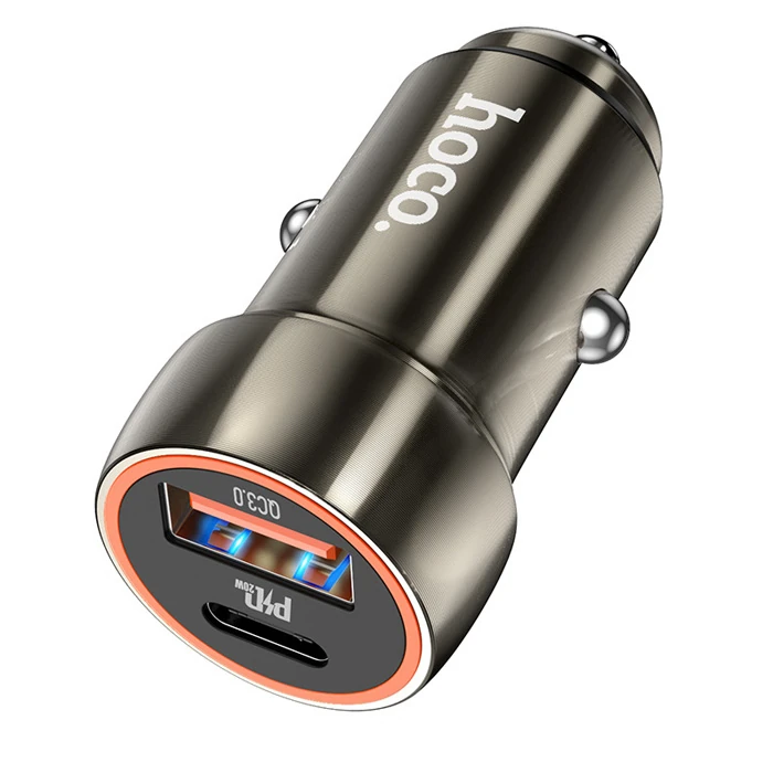HOCO Z46A PD20W+QC3.0 USB+Type-C Giriş Araç içi Çakmaklık Hızlı Şarj Aleti-(1903)
