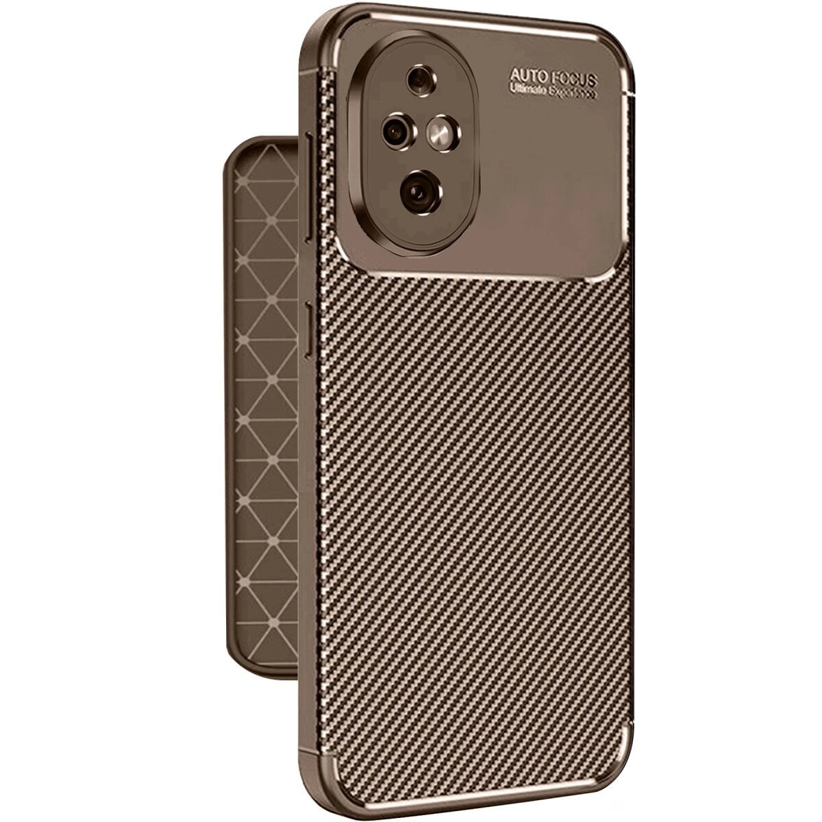 Honor 200 Kılıf Auto Focus Karbon Kapak - Kahverengi