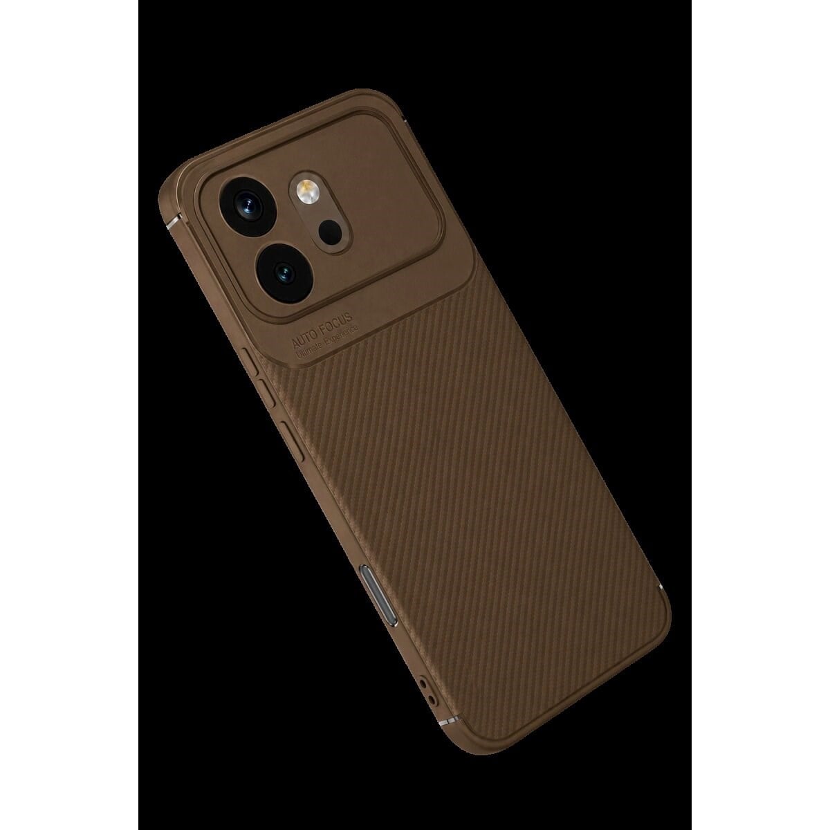 Huawei Honor 600 Auto Focus Karbon Kapak - Kahverengi
