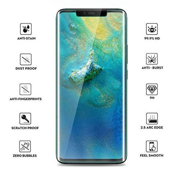 Huawei Mate 30 Pro Full Liquid+UV Işık 3d Kırılmaz Cam Ekran Koruyucu-(1903)