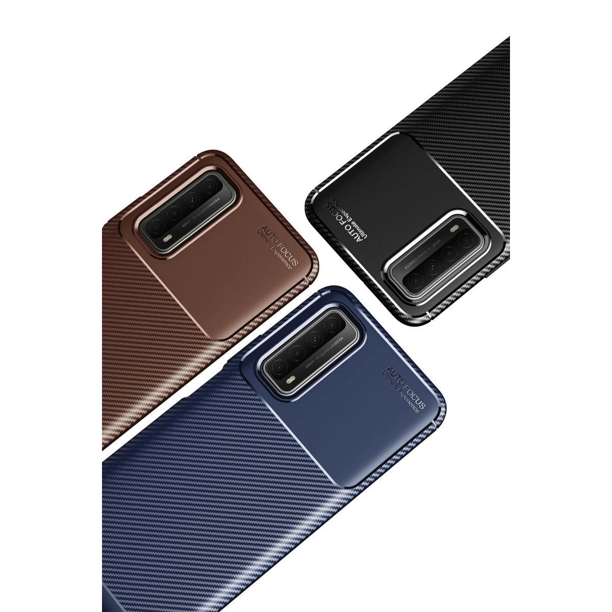 Huawei P Smart 2021 Kılıf Auto Focus Karbon Kapak - Siyah