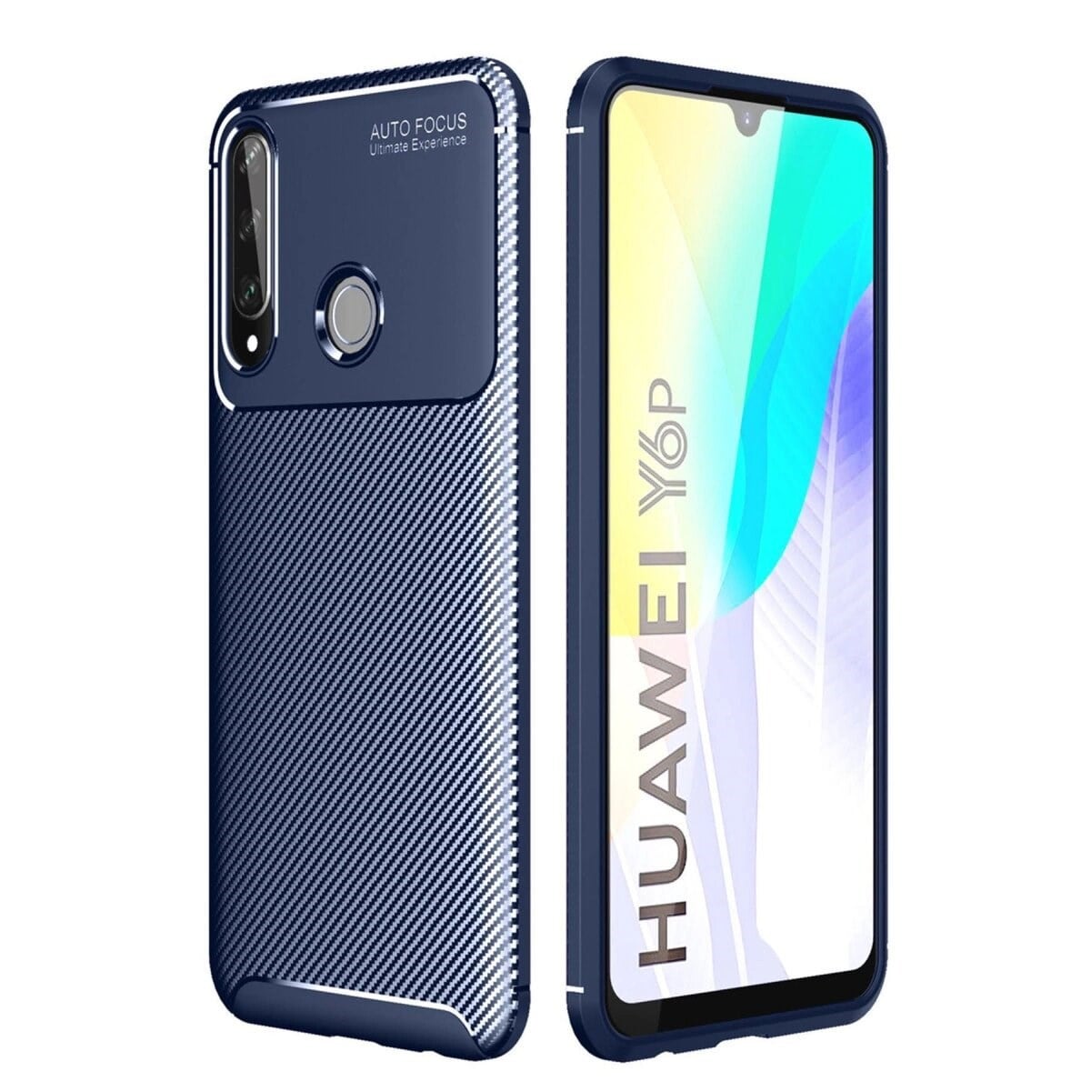 Huawei Y6p Kılıf Auto Focus Karbon Kapak - Lacivert