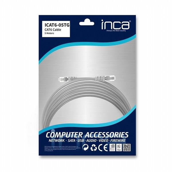 INCA 5m CAT6 Utp ICAT6-05TG Gri Patch Kablo