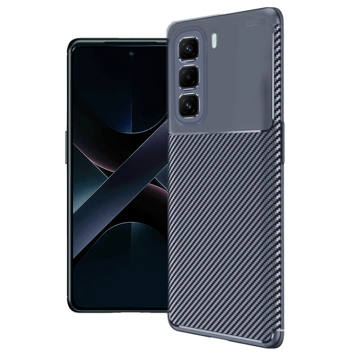 İnfinix Hot 50 4g Kılıf Auto Focus Karbon Kapak - Lacivert