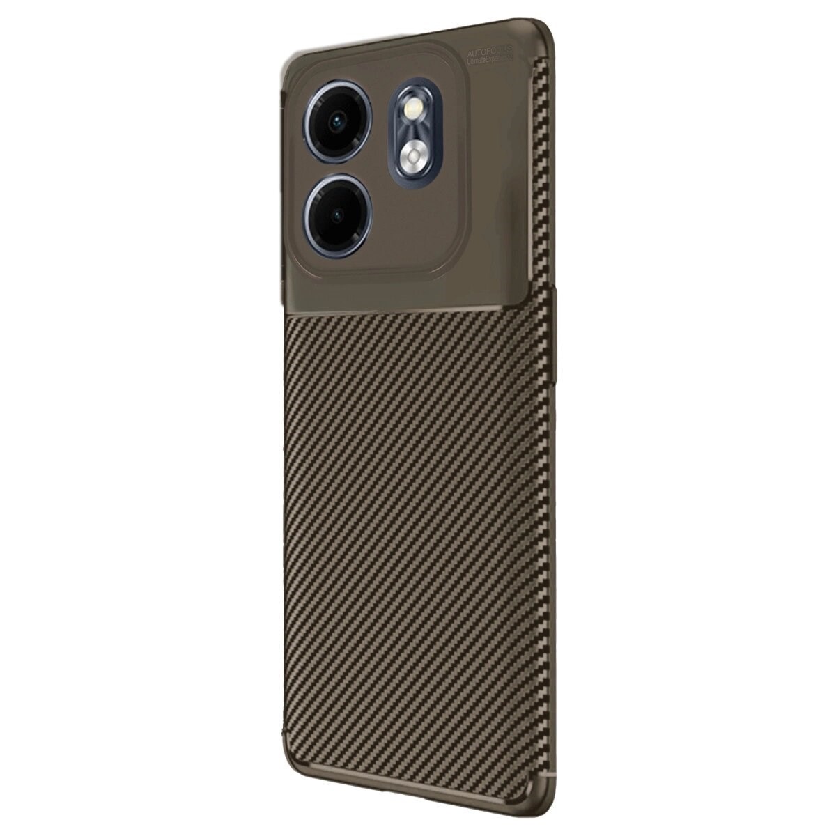 İnfinix Smart 9 Kılıf Auto Focus Karbon Kapak - Kahverengi