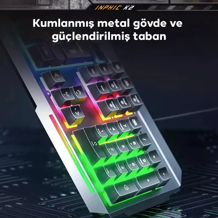 Inphic K2 USB Kablolu Oyun Klavyesi 104-Key Sessiz Oyun Klavyesi Bilgisayar Laptop için Cep telefonu yerleştirme alanı-(1903)