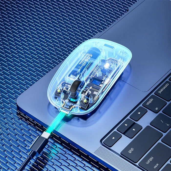 İNPHİC X5 Kablosuz Fare Şarj Edilebilir Sessiz Kullanım 2.4G Transparan USB Mouse-(1903)