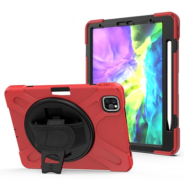 iPad Air 4. Nesil 10.9 Kılıf Shockproof 3 Katmanlı Standlı Zırh Kılıf Kalem Yerli-(1903)