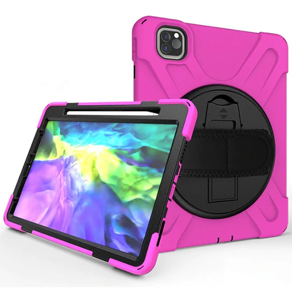 iPad Air 4. Nesil 10.9 Kılıf Shockproof 3 Katmanlı Standlı Zırh Kılıf Kalem Yerli-(1903)