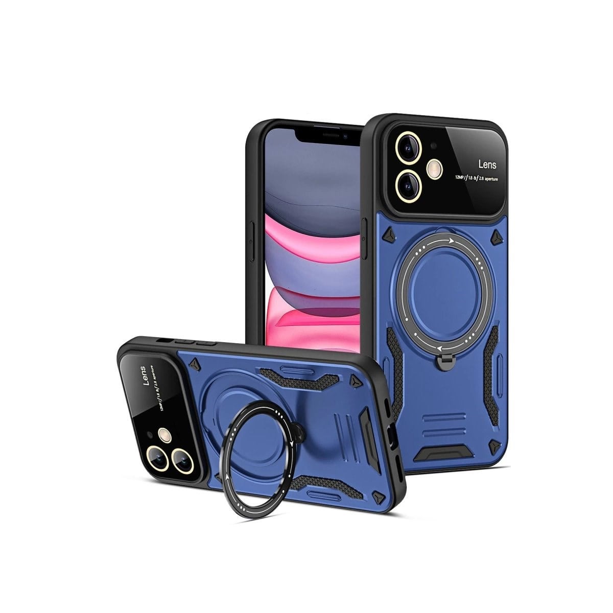 İphone 11 Kılıf Joy Lens Standlı Kapak - Lacivert