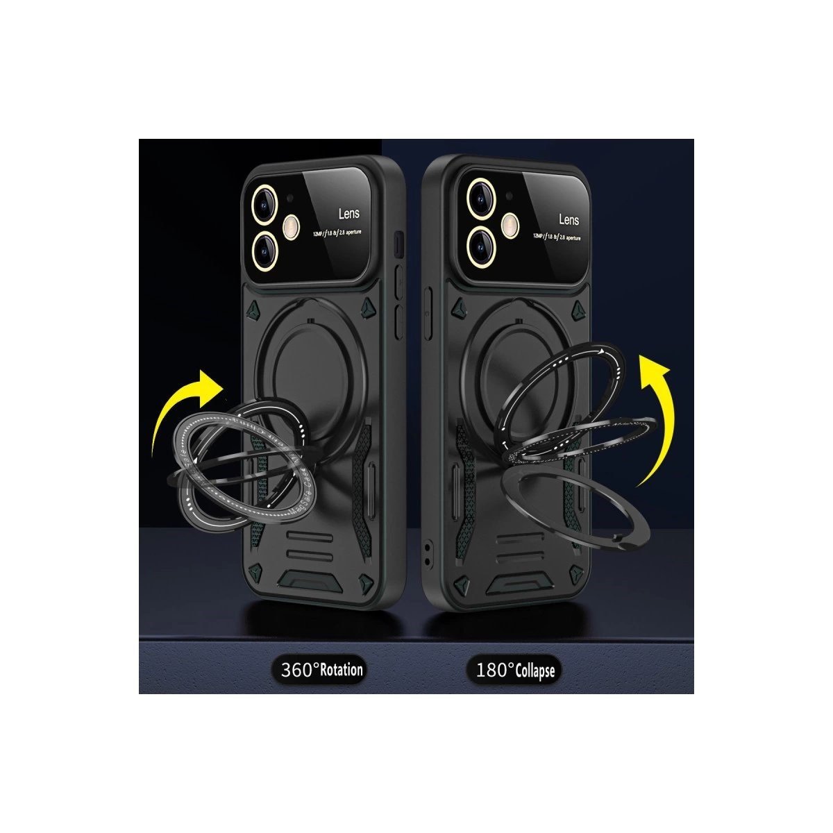 İphone 11 Kılıf Joy Lens Standlı Kapak - Koyu Yeşil
