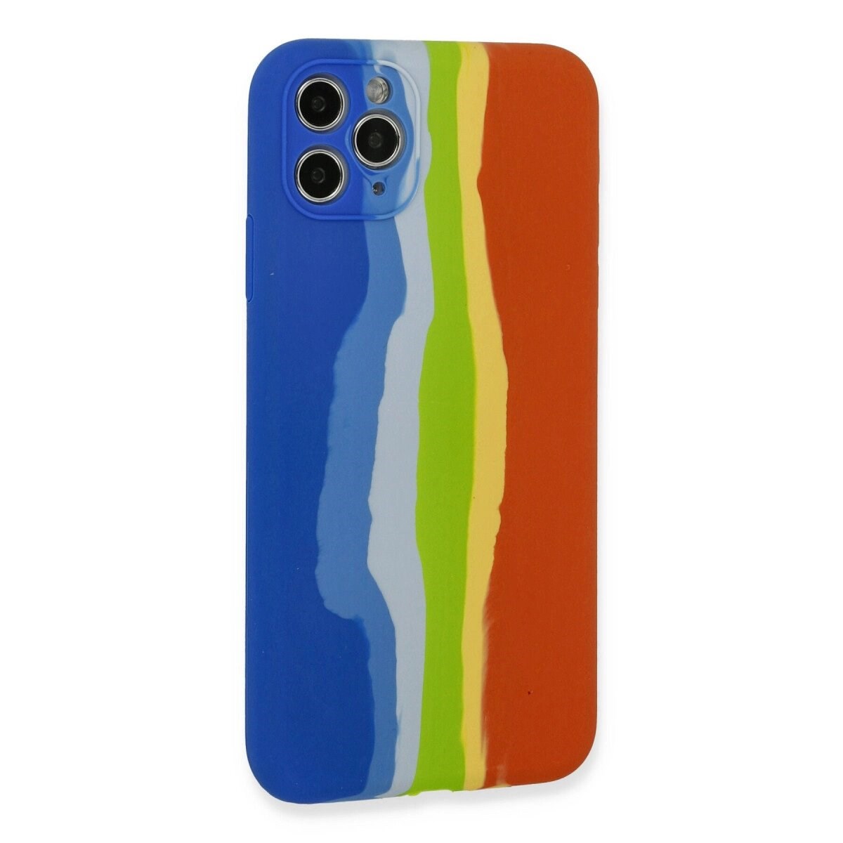 İphone 11 Pro Kılıf Ebruli Lansman Silikon - Mavi-turuncu