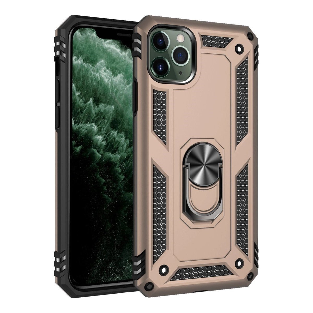 İphone 11 Pro Kılıf Sofya Yüzüklü Silikon Kapak - Gold