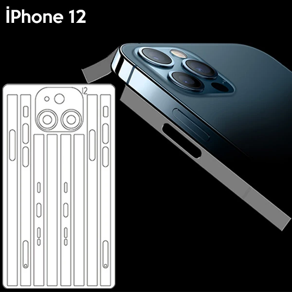 İPhone 12 6.1 Hidrojel Hayalet Yan Alt Üst Kamera Kaplama Film-(1903)