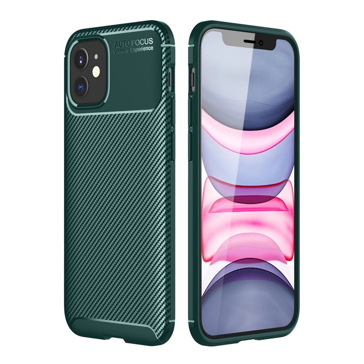 İphone 12 Mini Kılıf Auto Focus Karbon Kapak - Yeşil