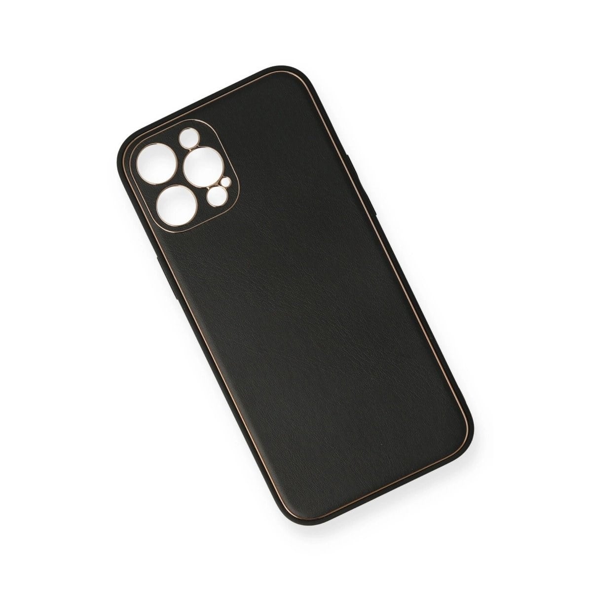 İphone 12 Pro Kılıf Coco Deri Silikon Kapak - Siyah