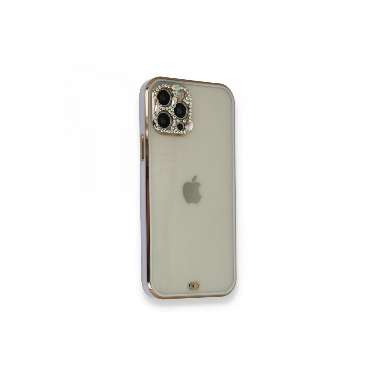 İphone 12 Pro Kılıf Liva Taşlı Silikon - Mor