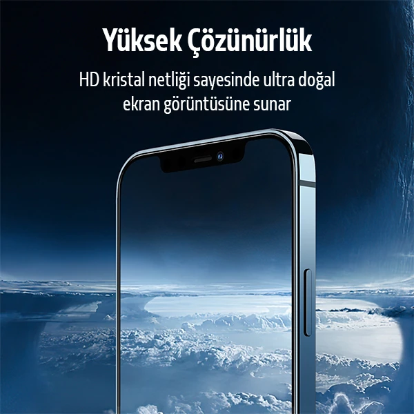 İPhone 12 Pro Max 2İN1 Full Glue Tempered Cam Ekran Koruyucu +Kamera Lens Set-(1903)