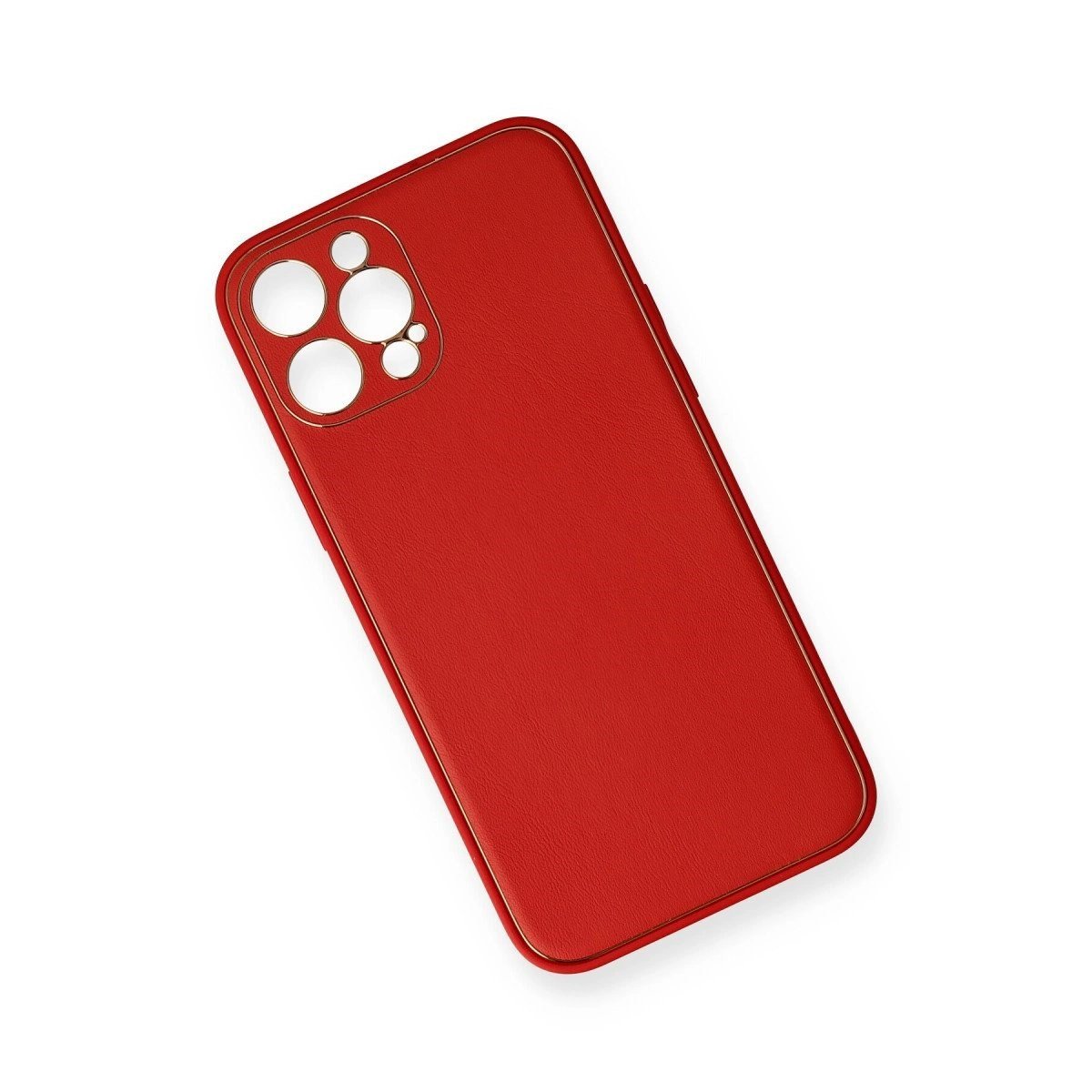 İphone 12 Pro Max Kılıf Coco Deri Silikon Kapak - Kırmızı