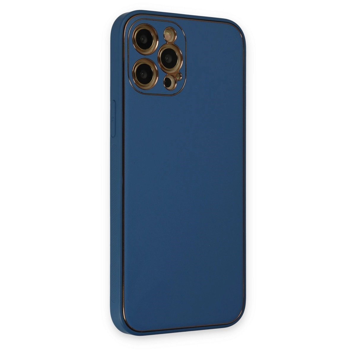 İphone 12 Pro Max Kılıf Coco Deri Silikon Kapak - Açık Mavi