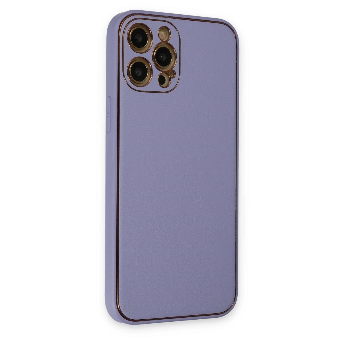 İphone 12 Pro Max Kılıf Coco Deri Silikon Kapak - Açık Lila