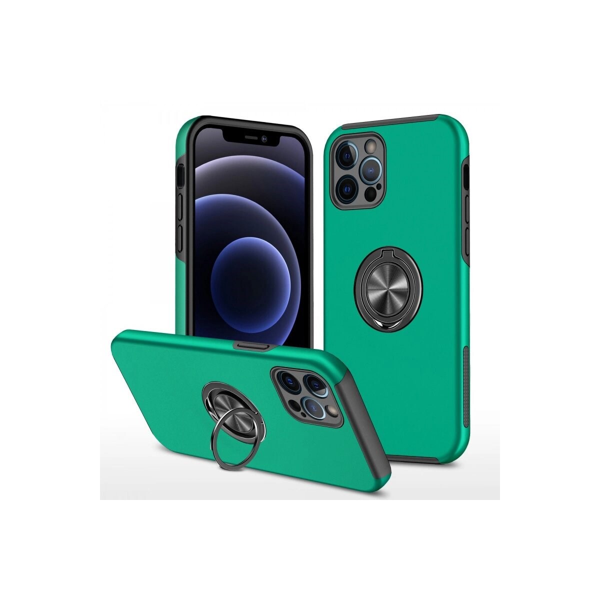 İphone 12 Pro Max Kılıf Elit Yüzüklü Kapak - Yeşil