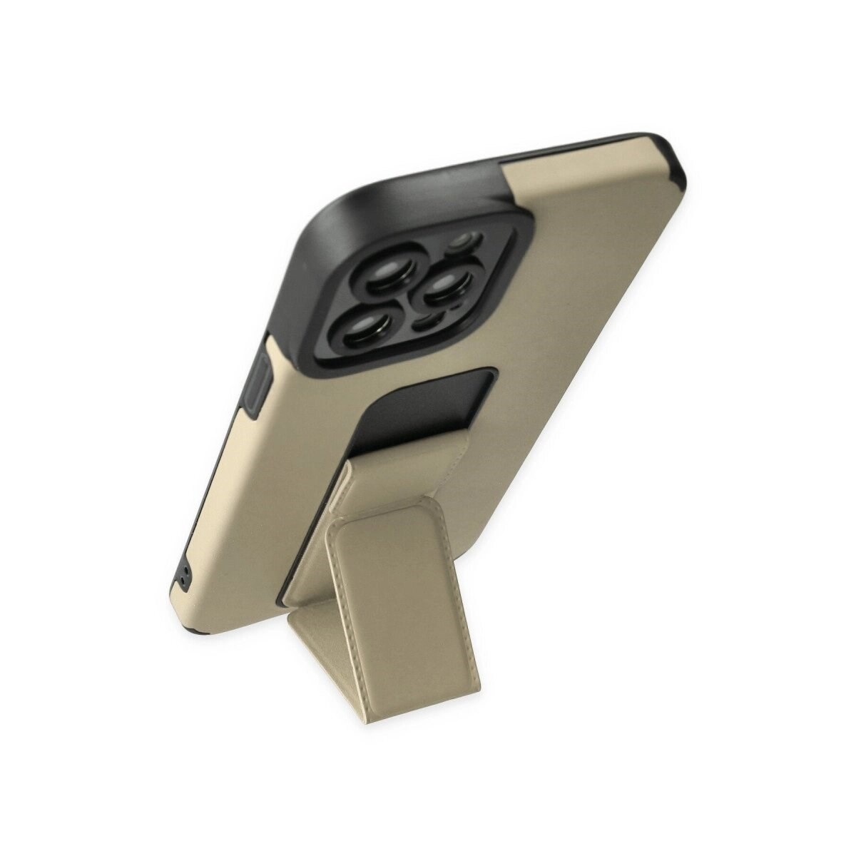 İphone 12 Pro Max Kılıf Mega Standlı Silikon - Gold