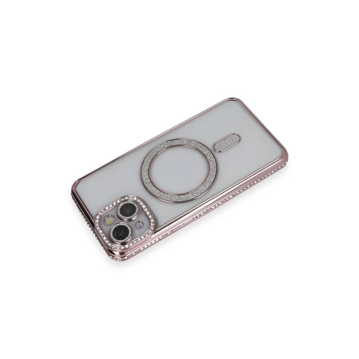 İphone 13 Kılıf Joke Simli Magneticsafe Kılıf - Pembe