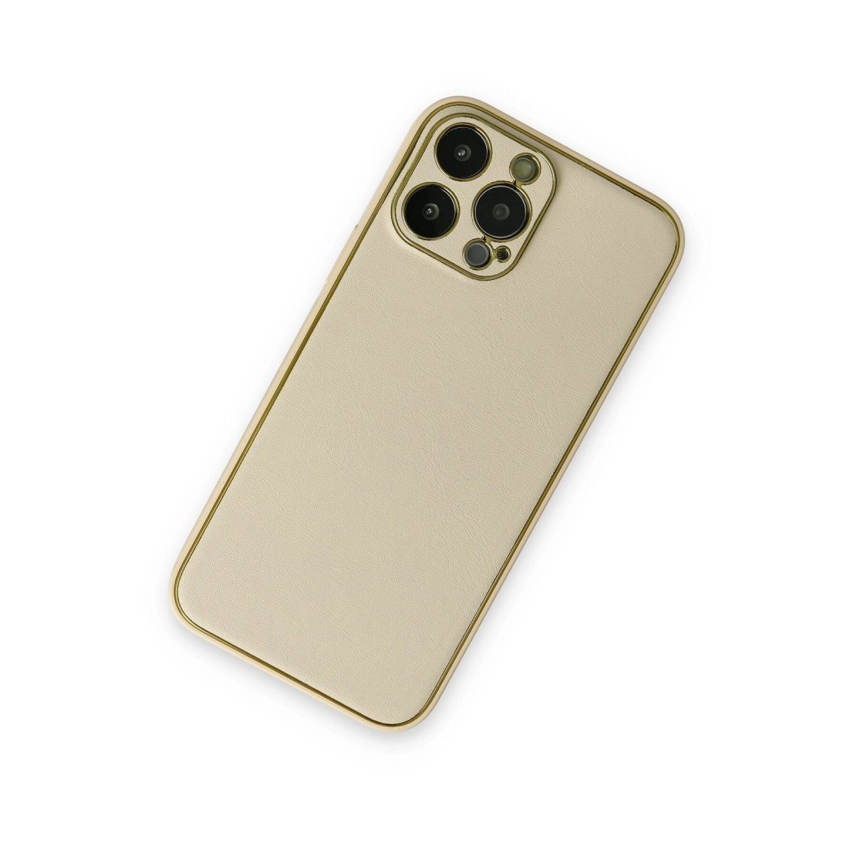 İphone 13 Pro Kılıf Coco Deri Silikon Kapak - Gold