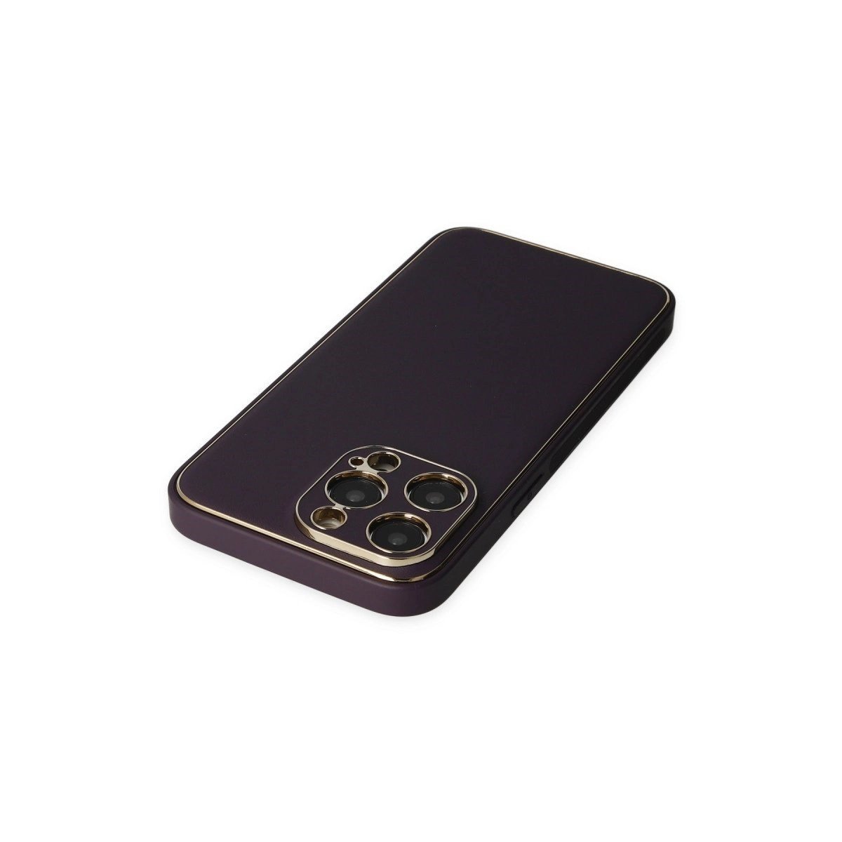 İphone 13 Pro Max Kılıf Coco Deri Silikon Kapak - Derin Mor