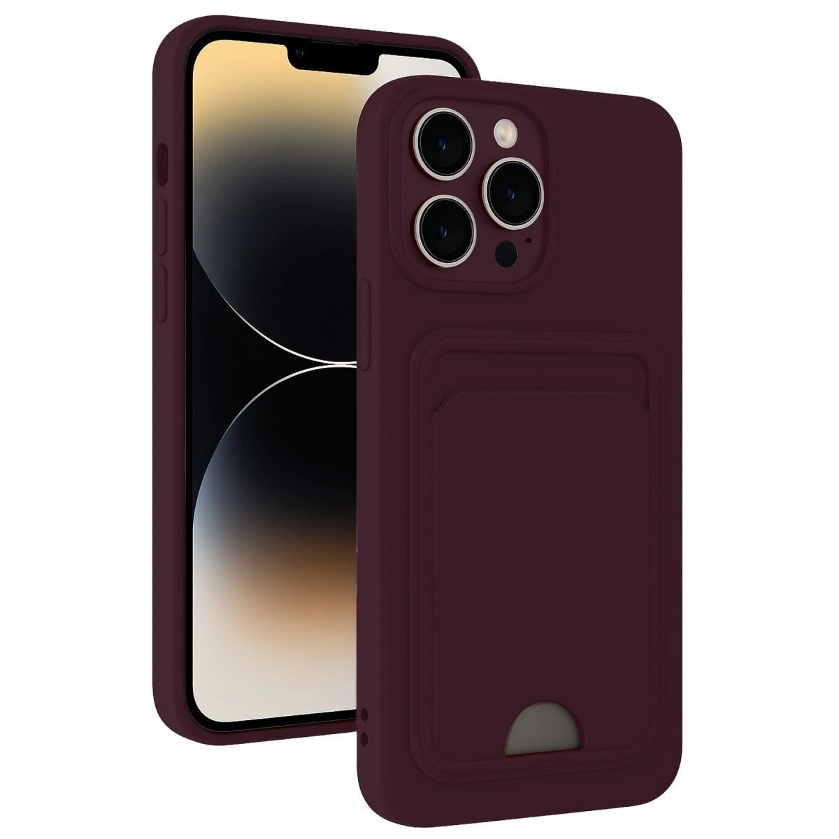 İphone 13 Pro Max Kılıf Kelvin Kartvizitli Silikon - Derin Mor