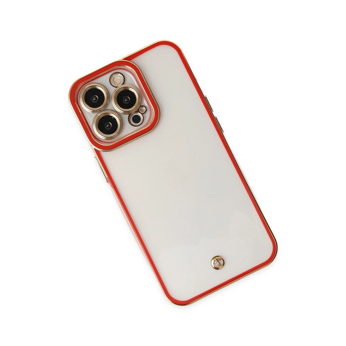 İphone 13 Pro Max Kılıf Liva Lens Silikon - Kırmızı