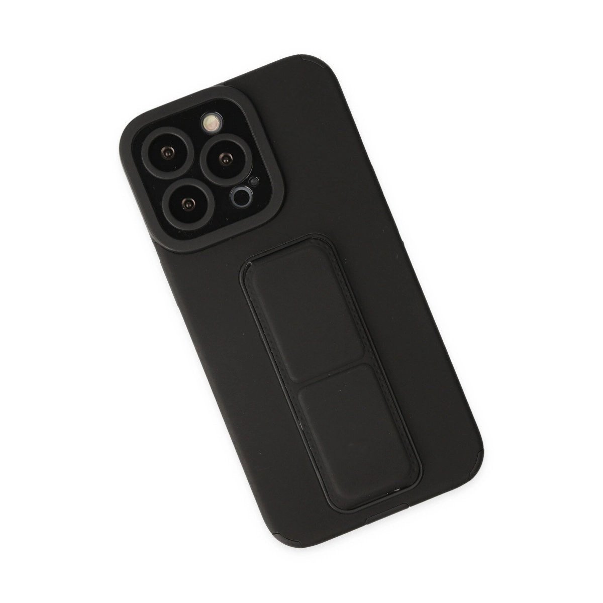 İphone 13 Pro Max Kılıf Mega Standlı Silikon - Siyah
