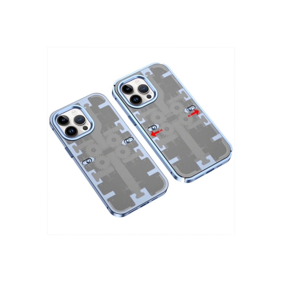 İphone 13 Pro Max Kılıf Mekanik Bumper Kapak - Mavi