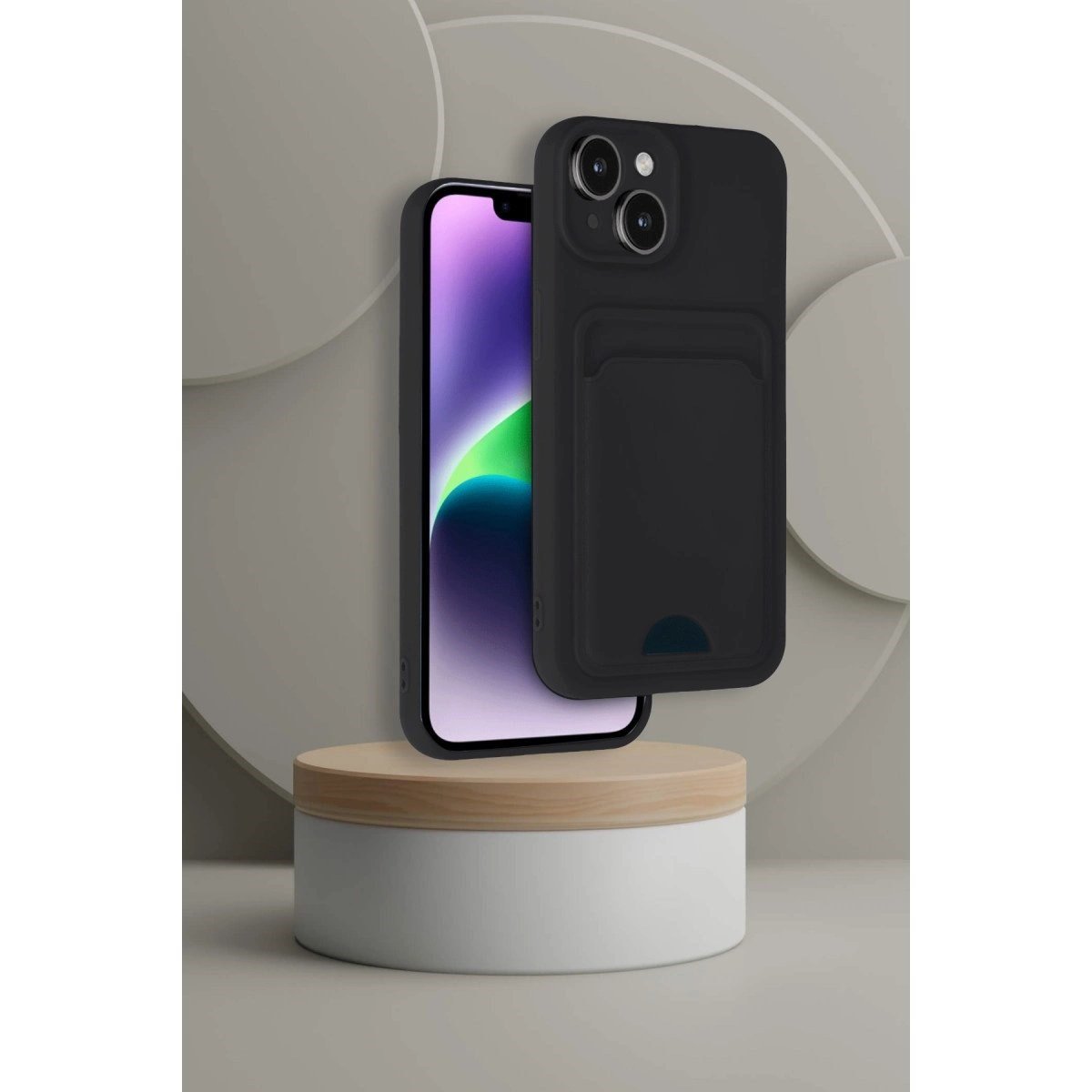 İphone 14 Kılıf Kelvin Kartvizitli Silikon - Siyah