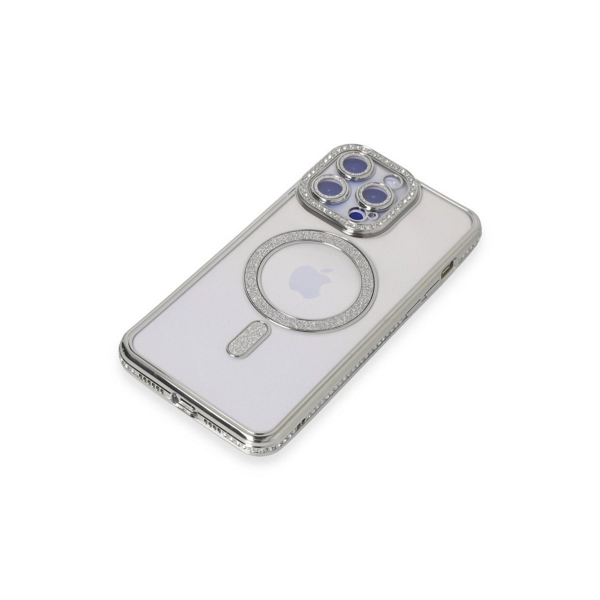 İphone 14 Pro Kılıf Joke Simli Magneticsafe Kılıf - Gümüş