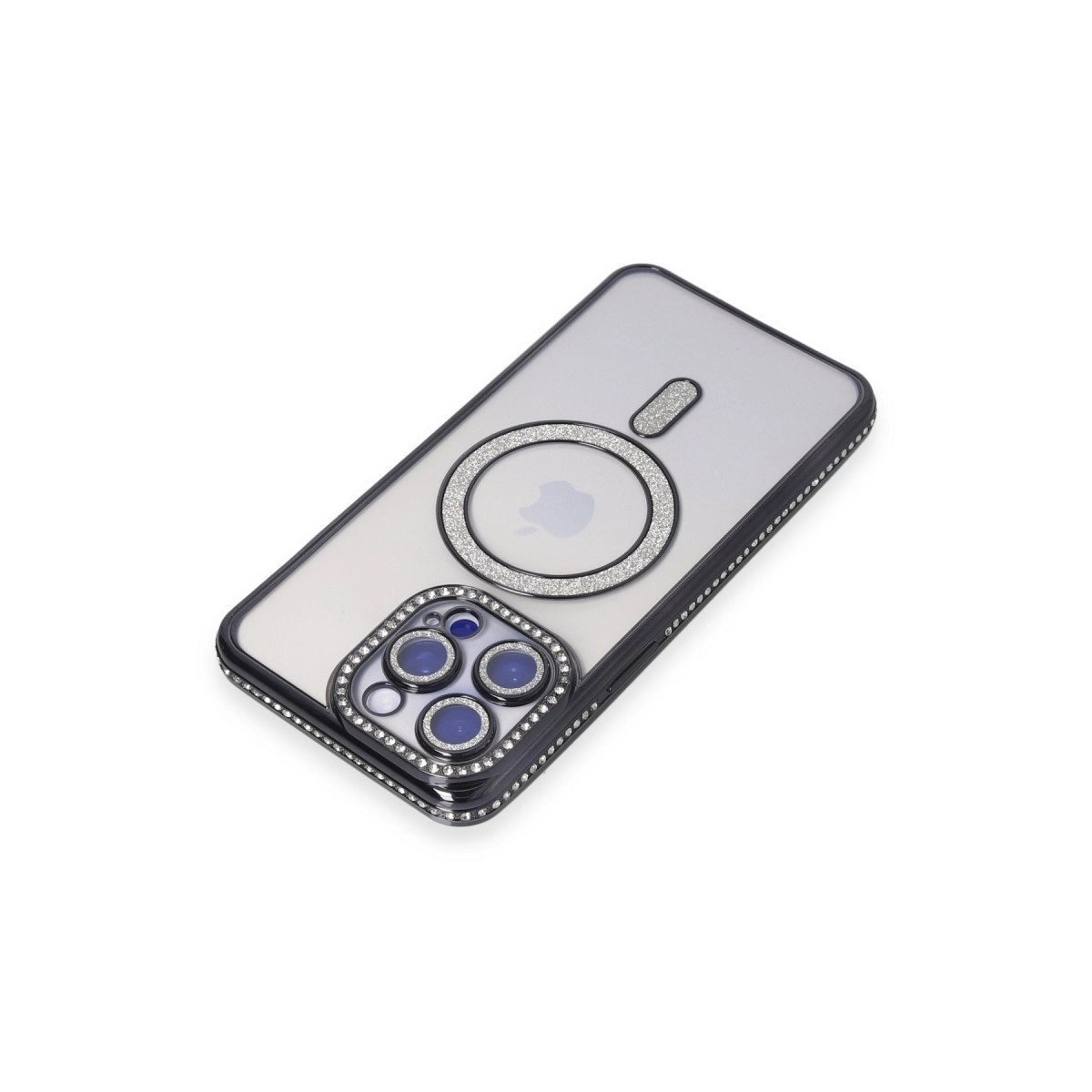 İphone 14 Pro Kılıf Joke Simli Magneticsafe Kılıf - Siyah