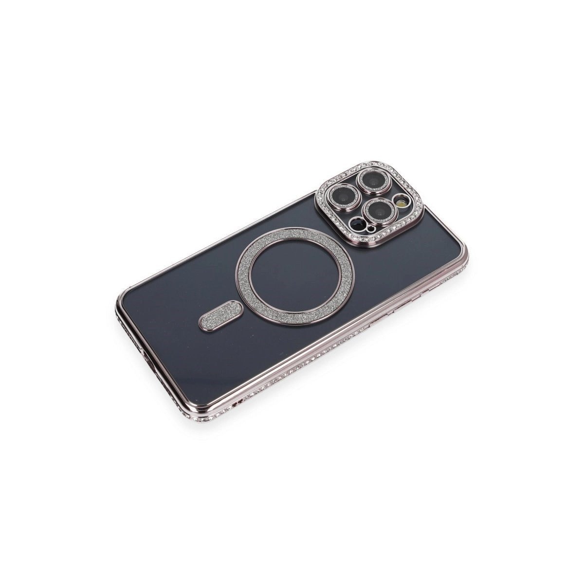 İphone 14 Pro Kılıf Joke Simli Magneticsafe Kılıf - Gri
