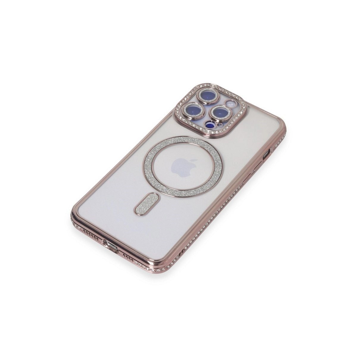 İphone 14 Pro Kılıf Joke Simli Magneticsafe Kılıf - Pembe
