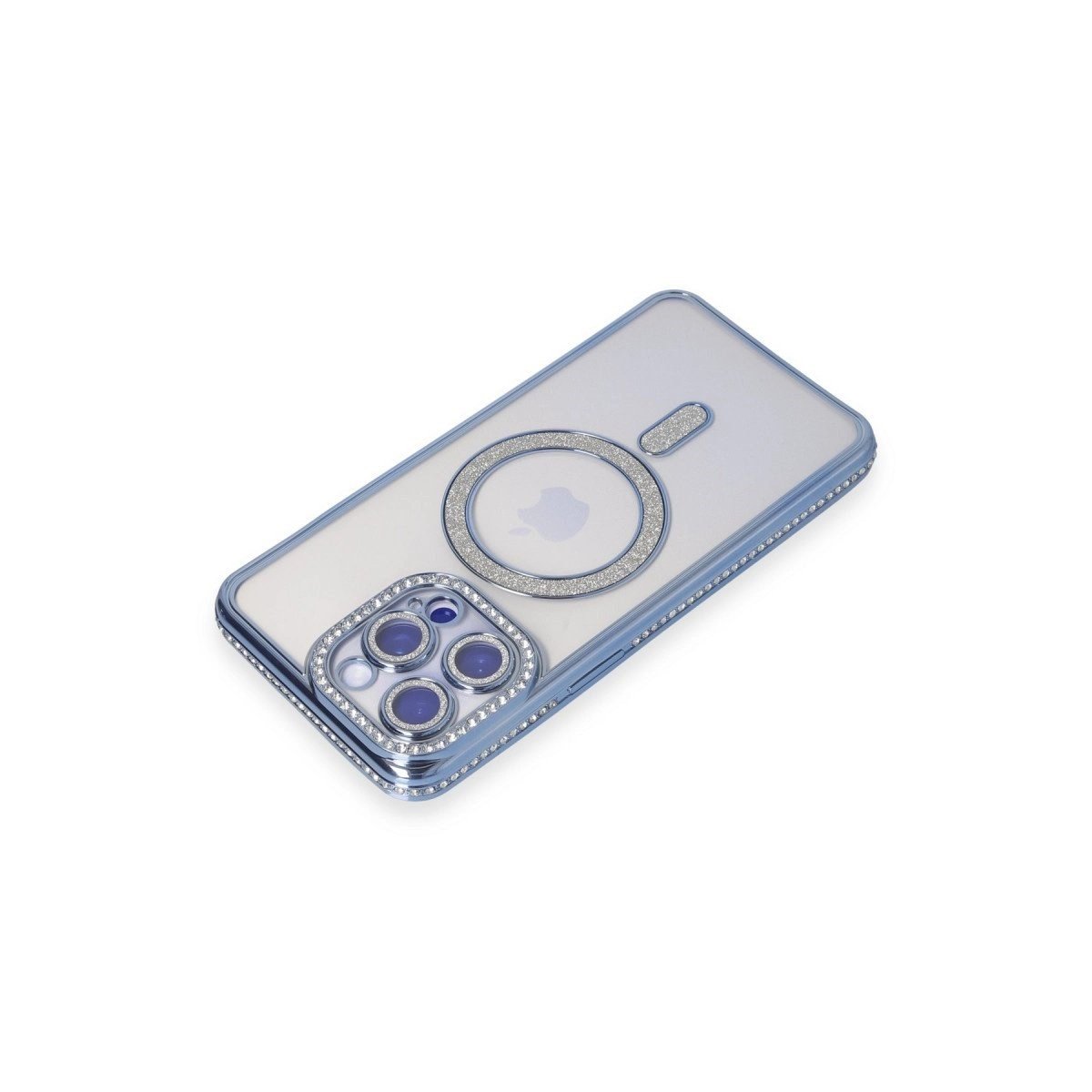 İphone 14 Pro Max Kılıf Joke Simli Magneticsafe Kılıf - Mavi