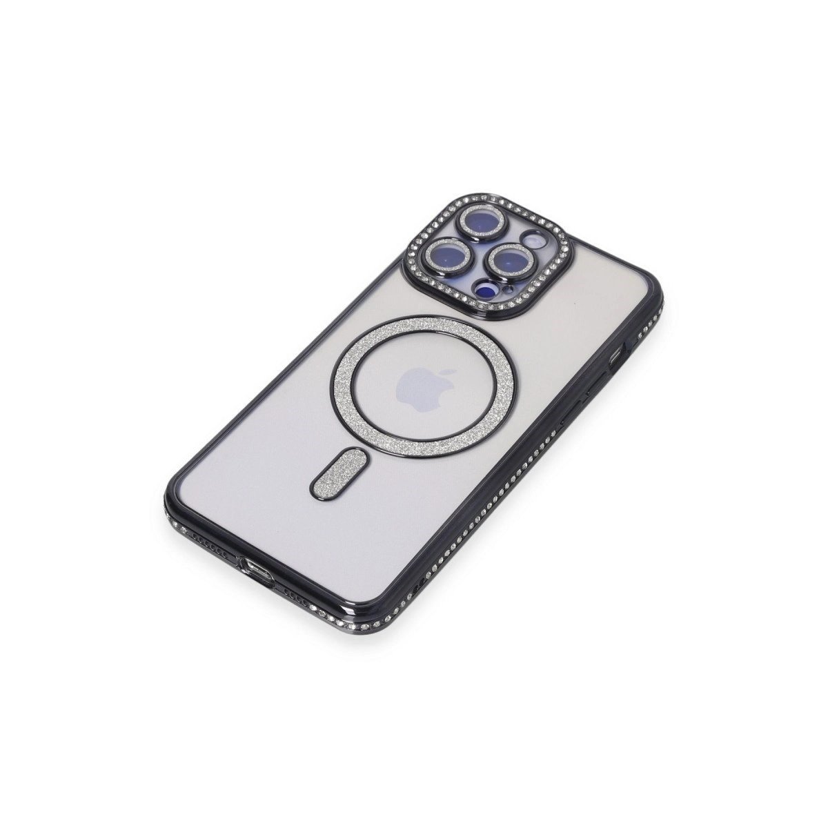 İphone 14 Pro Max Kılıf Joke Simli Magneticsafe Kılıf - Siyah