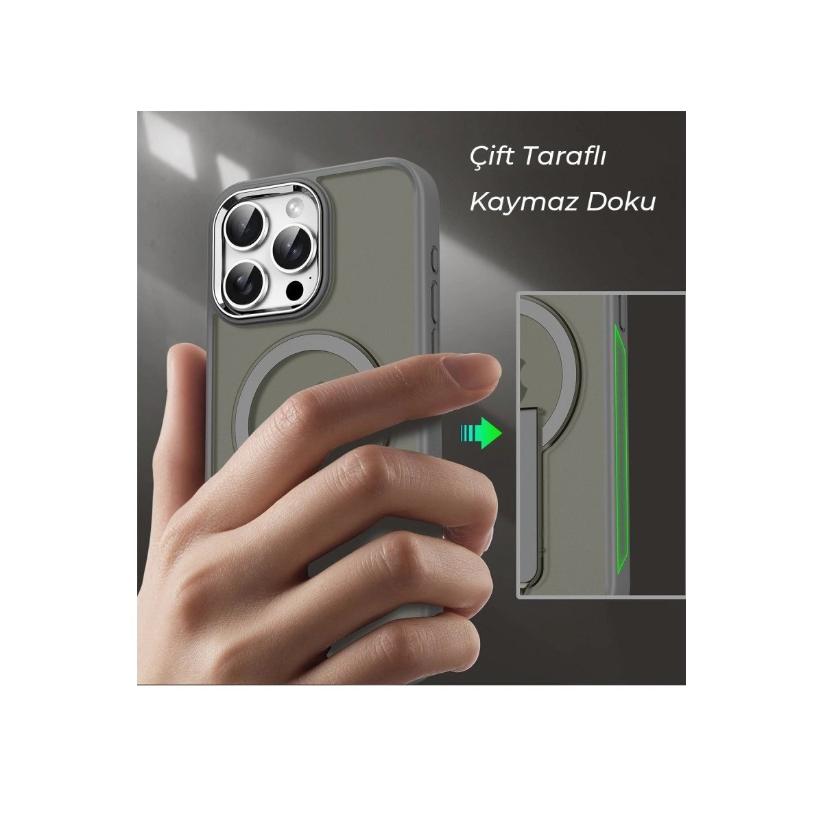 İphone 14 Pro Tork Magsafe Standlı Kapak - Lila