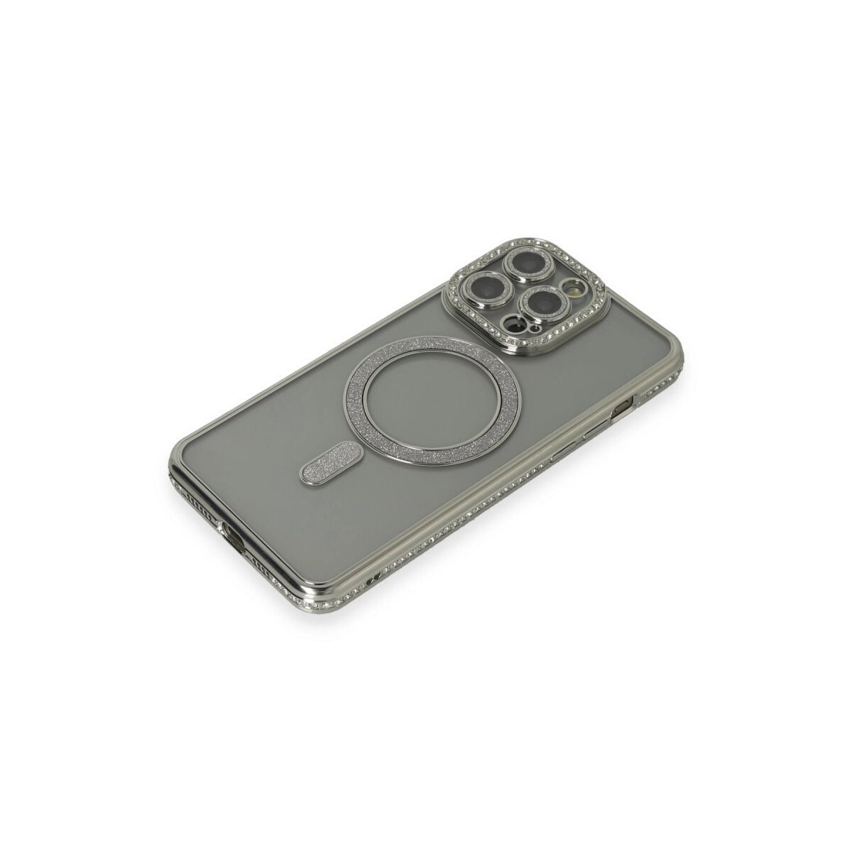 İphone 15 Pro Kılıf Joke Simli Magneticsafe Kılıf - Gri