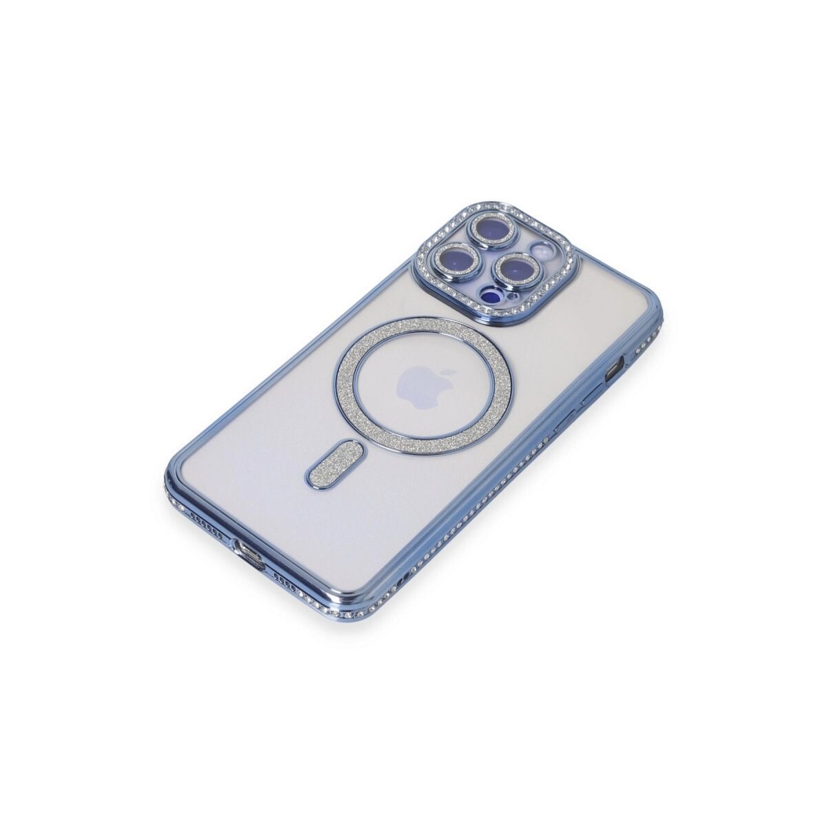 İphone 15 Pro Kılıf Joke Simli Magneticsafe Kılıf - Mavi