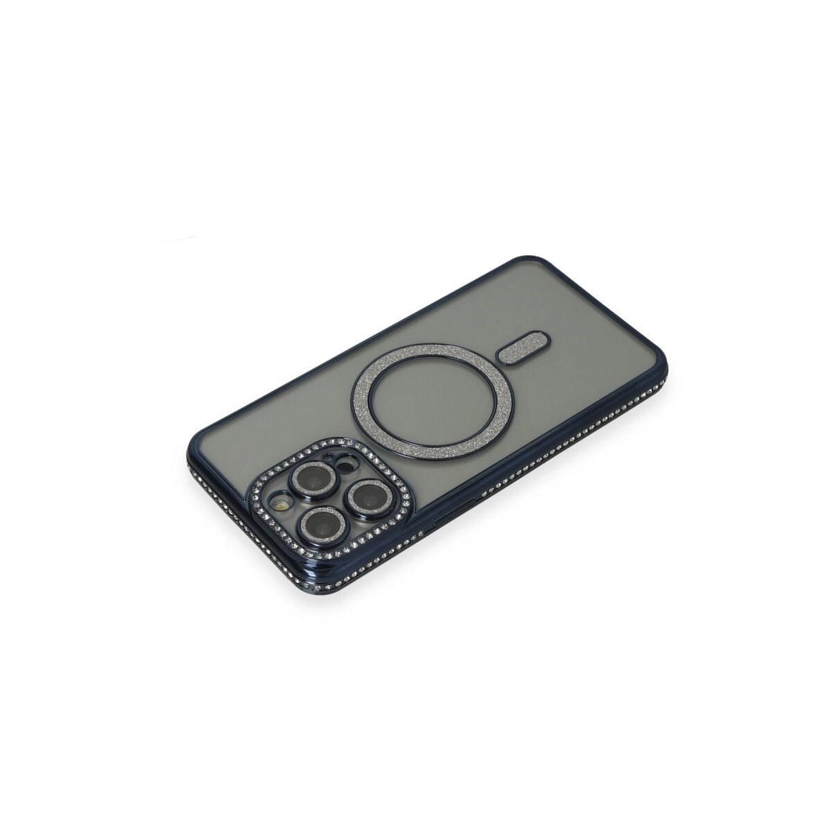 İphone 15 Pro Kılıf Joke Simli Magneticsafe Kılıf - Lacivert