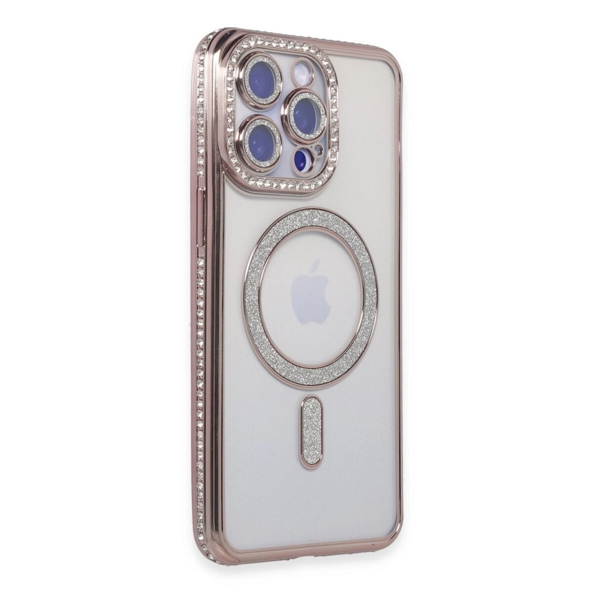 İphone 15 Pro Kılıf Joke Simli Magneticsafe Kılıf - Pembe